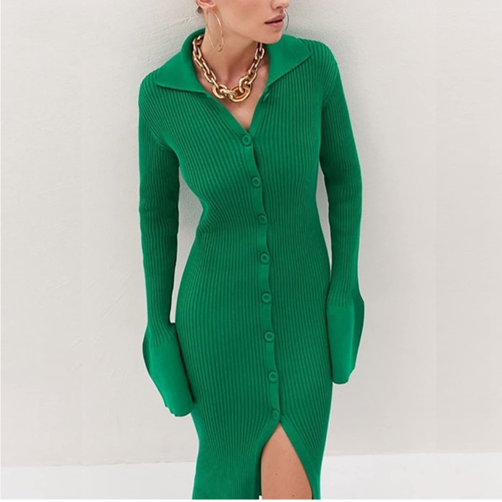 NWOT- RANRUI Long Sleeve Bodycon Ribbed Knit Cardigan Sweater Dresses
